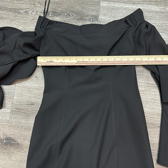 GRACIA Black Off-Shoulder Ruffle Sleeve Dress – Size Small (NWT) - Picture 9 of 11
